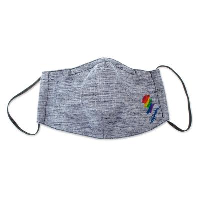 Chambray Rainbow,'Blue Cotton Chambray 3-Layer Ear Loop Face Mask'
