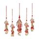 Holiday Gala,'Gold and Red Beaded Ornaments from India (Set of 5)'