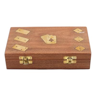 Weekend Challenge,'Handcrafted Acacia Wood and Brass Game Set from India'