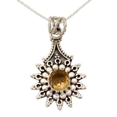 Star of Jaipur,'Three Carat Citrine and Sterling Silver Pendant Necklace'