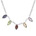 'Sterling Silver Multi-Gemstone Link Necklace Made in India'