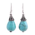 Divine Drops,'Sterling Silver and Calcite Dangle Earrings from India'