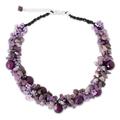 Amethyst cluster necklace, 'Gush' - Handmade Amethyst Cluster Necklace