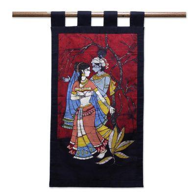 Lovers' Dance,'Fair Trade Cotton Wall Hanging in Batik '