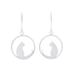 'Silver Cat-Themed Dangle Earrings with Brushed-Satin Finish'