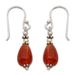 Carnelian dangle earrings, 'Fire'