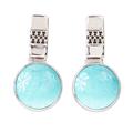 Eastern Skies,'950 Silver And Turquoise Drop Earrings From Mexico'