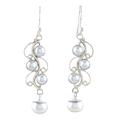 Enchanted Pearls,'Cream Cultured Pearl Dangle Earrings in High Polish Finish'