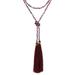 Festive Holiday in Dark Red,'Agate Beaded Lariat Necklace in Dark Red from Thailand'