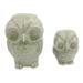 Celadon ceramic figurines, 'Little Light Green Owls' (pair)