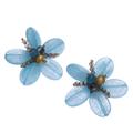 Ice Spring,'Floral Quartz and Cultured Pearl Clip-On Earrings in Blue'