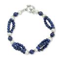 Lapis lazuli and pearl beaded bracelet, 'Gulmohar Lady'