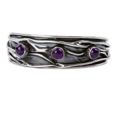 Amethyst cuff bracelet, 'Taxco Dusk'