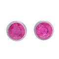 Round Star,'Thai Ruby and Sterling Silver Stud Earrings'