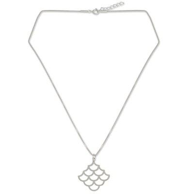 Sterling silver pendant necklace, 'Fish Scales'