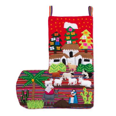 No Room at the Inn,'Applique Christmas stocking'