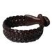 'Bangkok Weave' - Handmade Men's Leather Wristband Bracelet