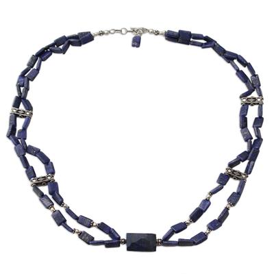 Lapis lazuli strand necklace, 'True to India'