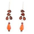 Exotic Allure,'Sterling Silver Dangle Earrings with Garnet and Carnelian'