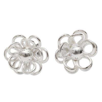 Sterling silver flower earrings, 'Lima Blooms'