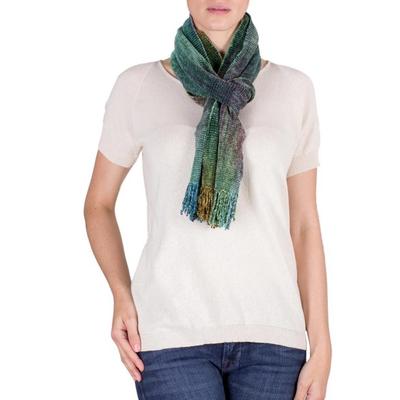 Bamboo chenille scarf, 'Enchanted Forest'