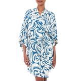 Rayon robe, 'Blue Floral Jungle'