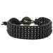 In The Shadows,'Matte Black Bead and Karen Silver Button Wristband Bracelet'