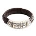 Woodsman,'Men's Sterling Silver and Leather Wristband Bracelet'