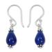 Sterling silver dangle earrings, 'Blue Dewdrop'