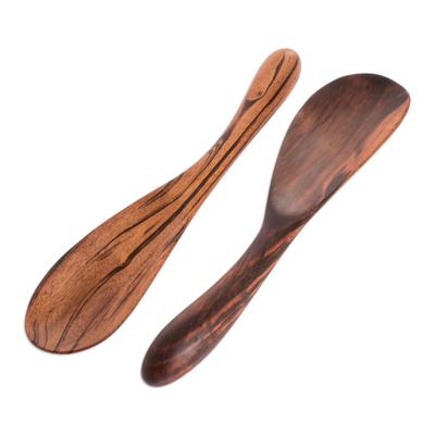 'Maya Cuisine' (pair) - Unique Wood Serving Utensils