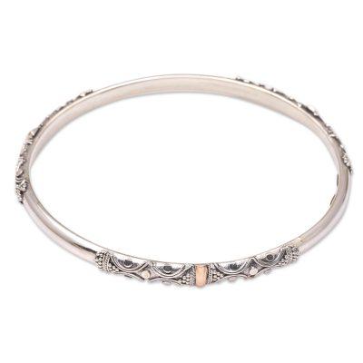 Glimmer in Your Eye,'Hand Crafted Gold-Accented Bangle Bracelet'