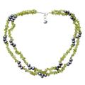 Pearl and peridot strand necklace, 'Opulent Lime'