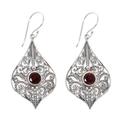 Shine On,'Sterling Silver 925 Dangle Earrings with Faceted Garnets'