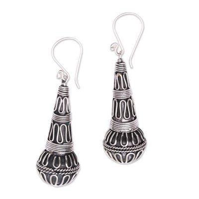 Singing Morning,'Handmade Sterling Silver Dangle Earrings from Bali'
