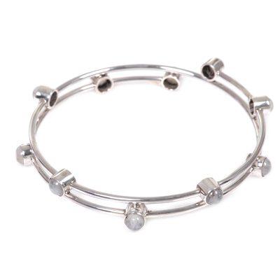 Orchid Twist in White,'Sterling Silver Rainbow Moonstone Bracelet Indonesia'
