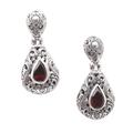 Evening Fire,'Hand Made Garnet and Sterling Silver Dangle Earrings'