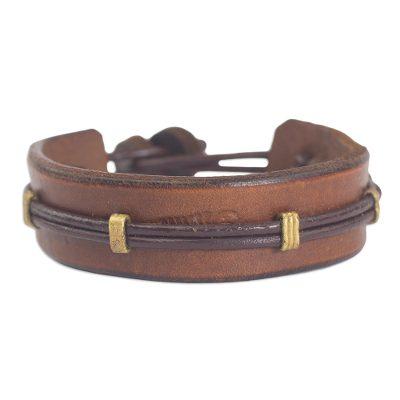 'Stand Alone in Brown' - Men's Handcrafted Leather Wristband Brace