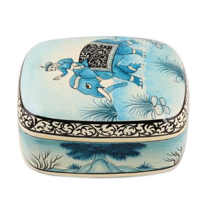 Papier mache jewelry box, 'Kashmir Dawn' - Papier Mache Jewelry Box