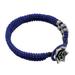 Rosy Karen in Blue,'Karen Silver Rose Wristband Bracelet in Blue from Thailand'