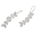 Moon Time,'Moon-Inspired Sterling Silver Drop Earrings from Bali'