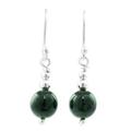 Jaguar Moon,'Handcrafted .925 Sterling Silver Jade Dangle Earrings'