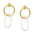 Golden Bonds,'18k Gold-Accented Geometric Dangle Earrings from Bali'