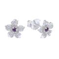 Winter Blooms,'Floral Amethyst Stud Earrings from Thailand'