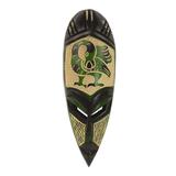 Green Sankofa,'Handmade Sese Wood African Sankofa Adinkra Mask from Ghana'
