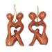 Look Into My Eyes,'2 Heart Shaped Romantic Ornaments Hand Carved Wood Sculpture'