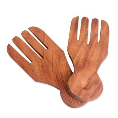 Cedar salad servers, 'Bountiful' (pair)