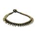 Lunar Black,'Handmade Lunar Black Knotted Brass Black Cord Anklet'