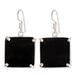 Black Abstractions,'Square Cut Black Jade and Silver Earrings from Guatemala'