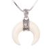 Moonlight Glory,'Cow Bone Crescent Pendant on Sterling Silver Chain Necklace'