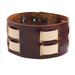 Men's leather wristband bracelet, 'Rugged Weave'